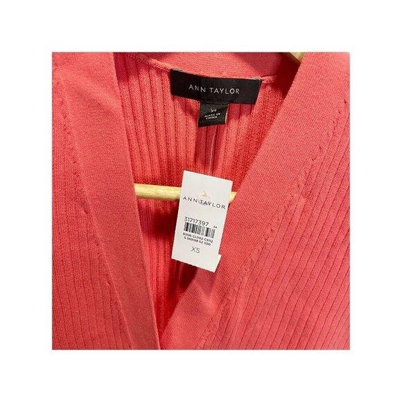 Ann Taylor XS Coral Ribbed Cardigan Sweater Vest NEW Preppy - Picture 3 of 4